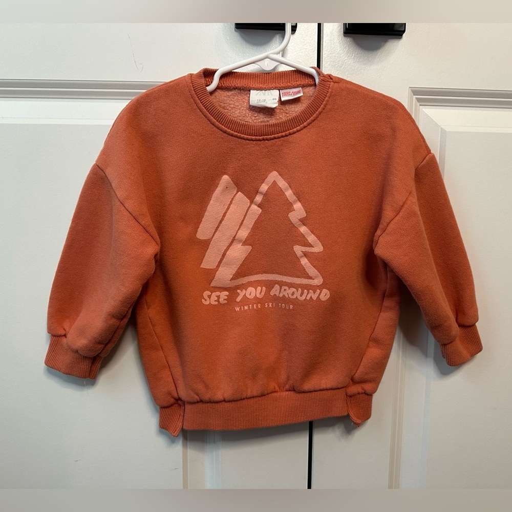 Zara Kids Ski Winter Crewneck Sweatshirt Orange (Size 12-18
Mo)